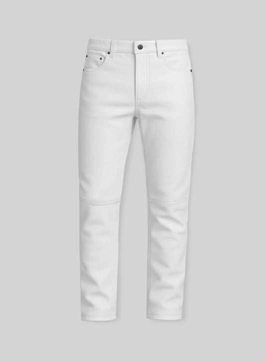 White Leather Jeans
