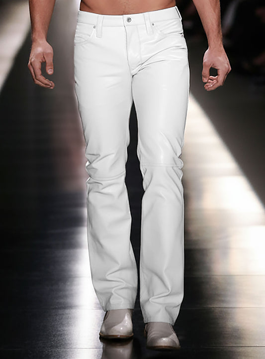 White Leather Jeans