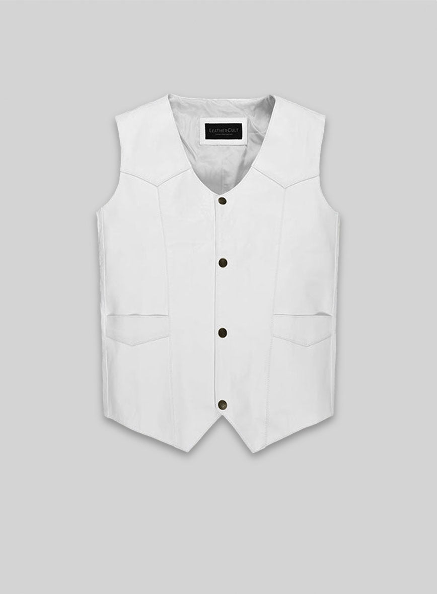 White Leather Vest # 306