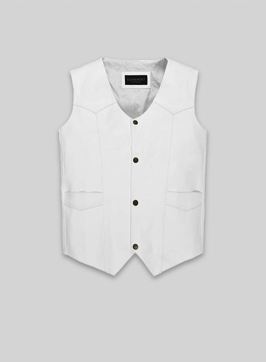 White Leather Vest # 306