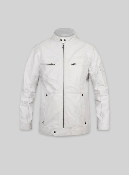 White Leather Jacket # 658