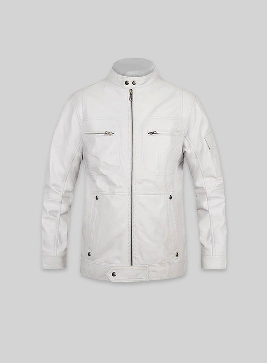 White Leather Jacket # 658
