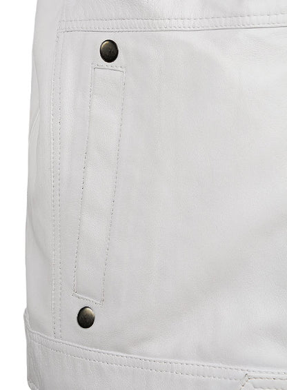 White Leather Jacket # 658 - LeatherCult