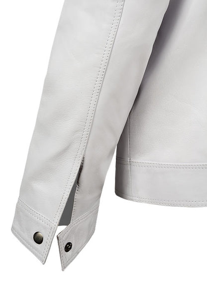 White Leather Jacket # 658 - LeatherCult