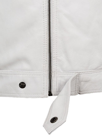 White Leather Jacket # 658 - LeatherCult