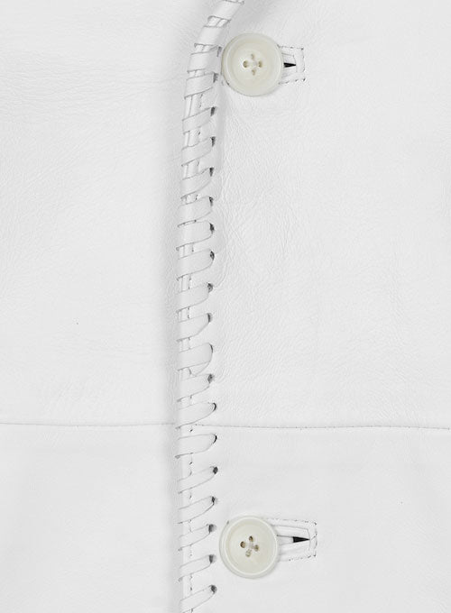 White Medieval Leather Blazer - LeatherCult