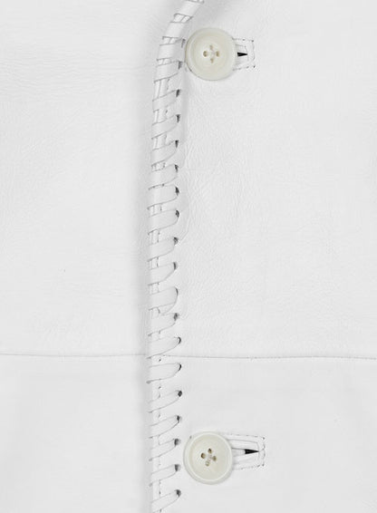 White Medieval Leather Blazer - LeatherCult