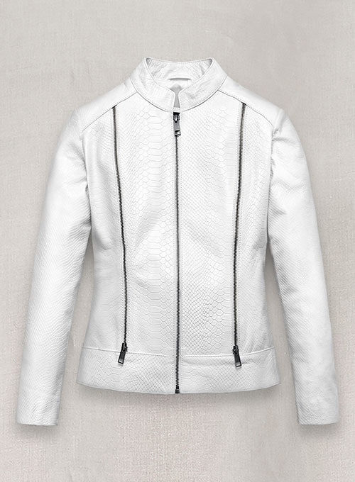 White Python Leather Jacket # 230 - LeatherCult