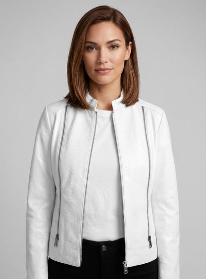 White Python Leather Jacket # 230