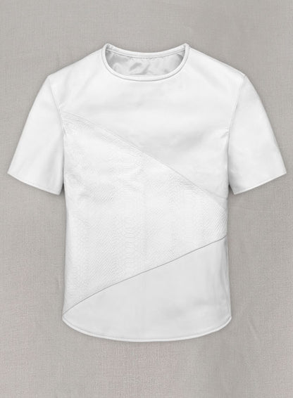White Renoir Leather T-Shirt - LeatherCult