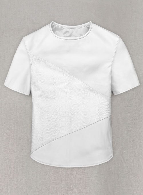 White Renoir Leather T-Shirt - LeatherCult