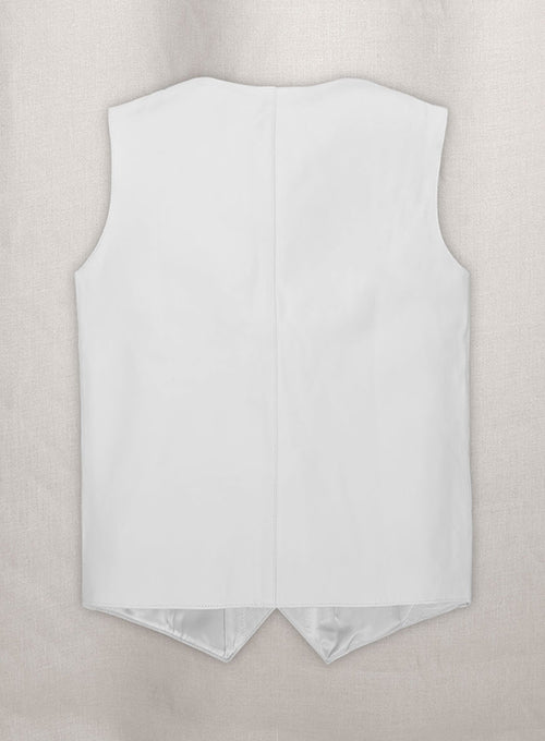 White Leather Vest # 306 - LeatherCult
