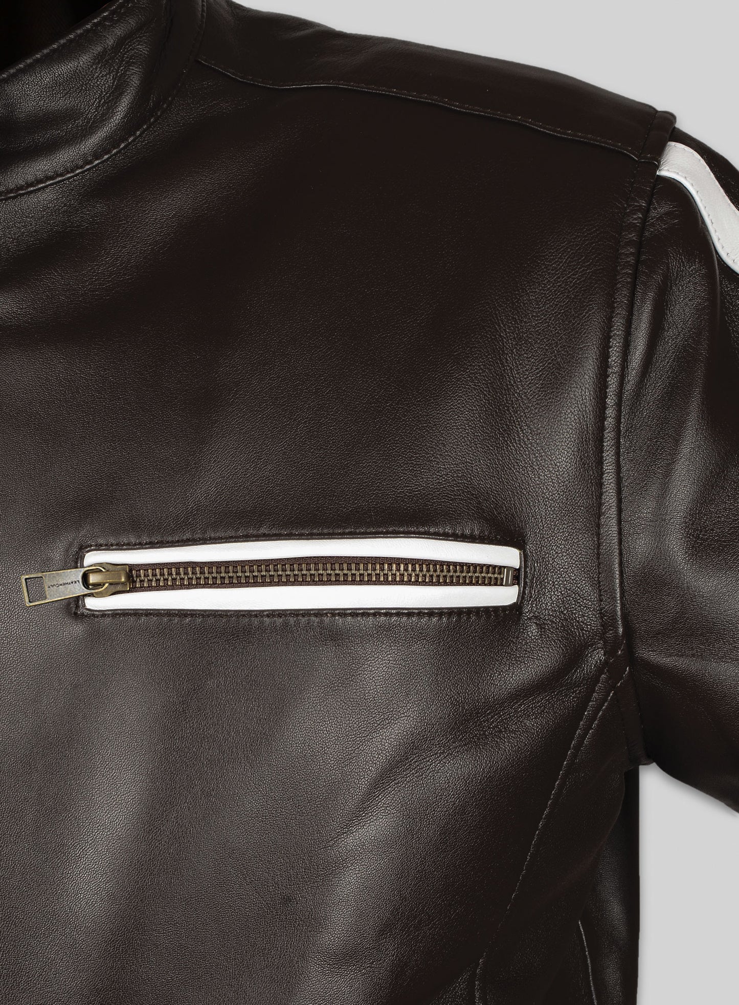 White Stripe Leather Jacket # 100