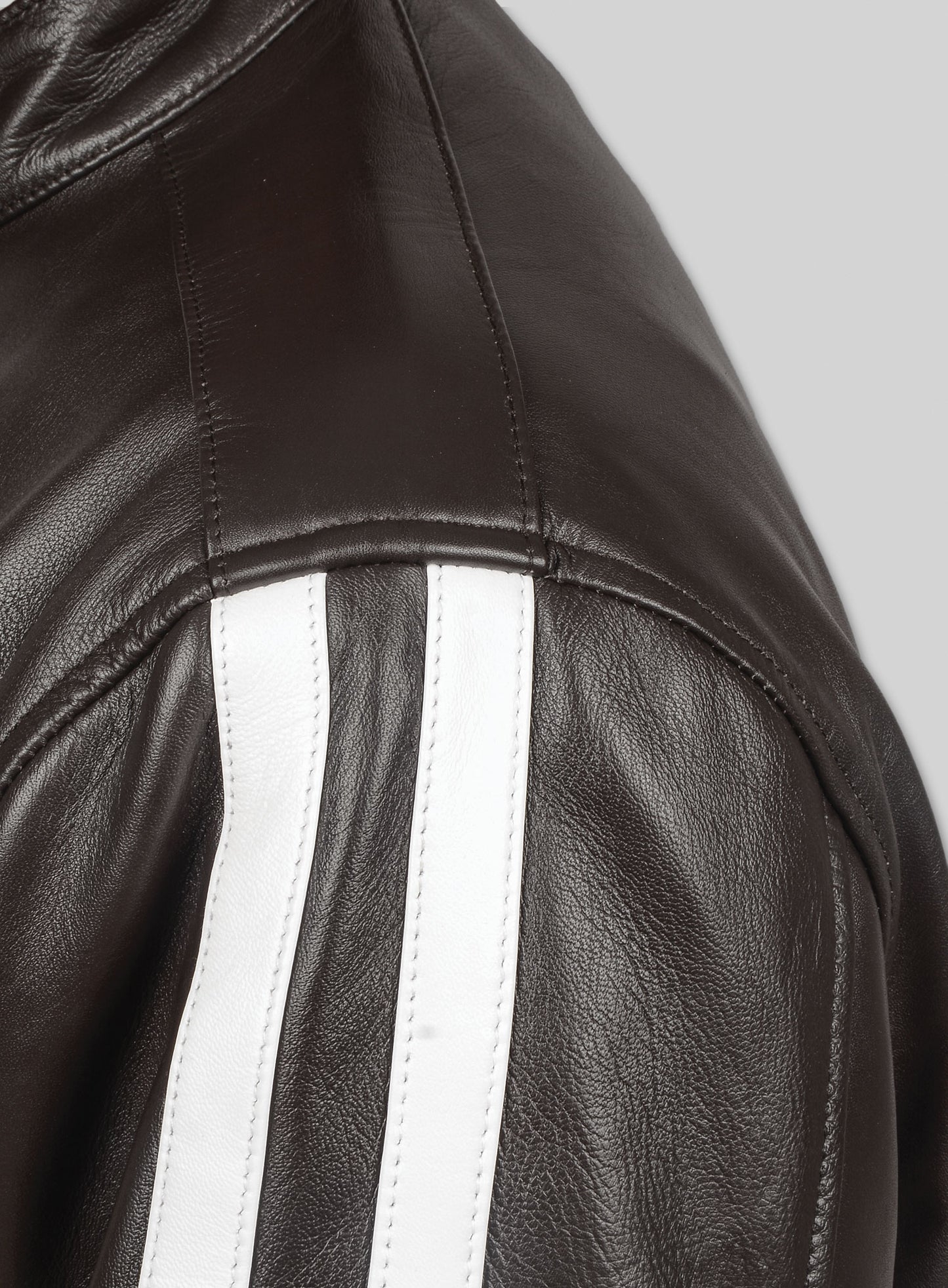 White Stripe Leather Jacket # 100