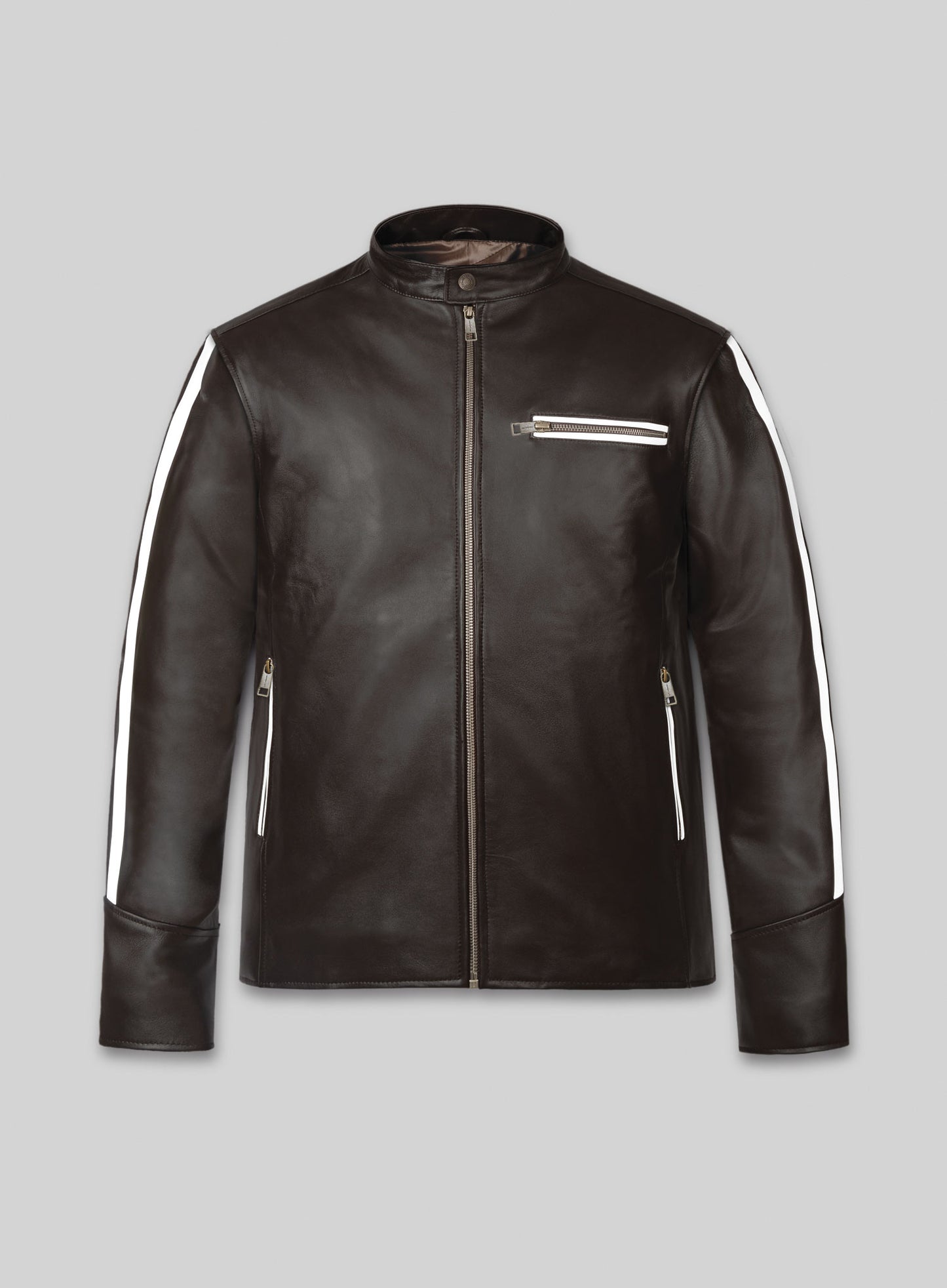 White Stripe Leather Jacket # 100