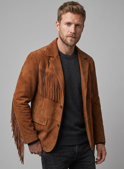 Wild West Fringe Suede Leather Blazer