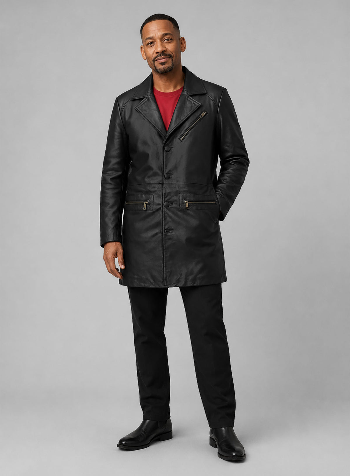Will Smith I Robot Leather Long Coat