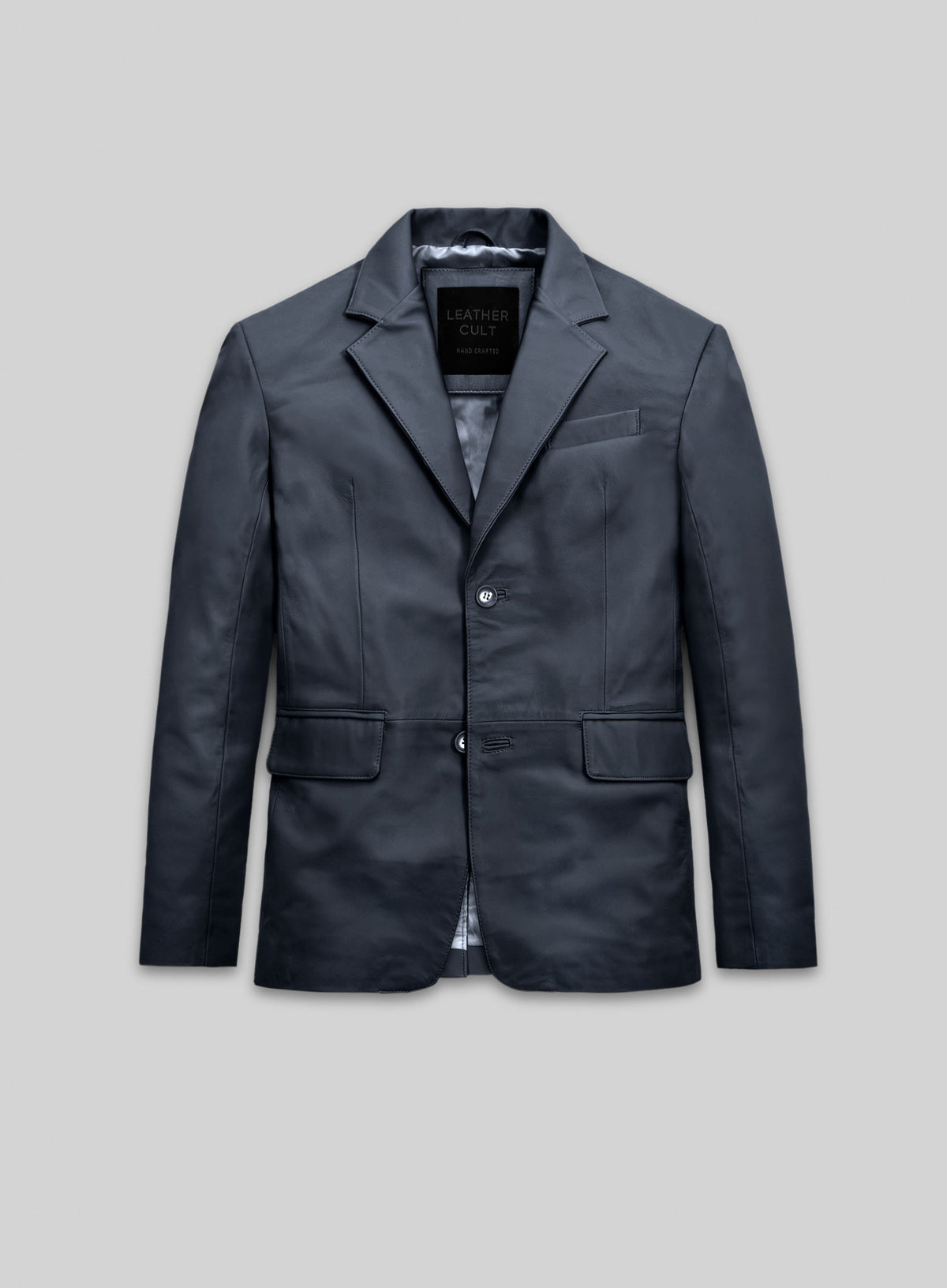 Winsor Blue Lambskin Leather Blazer
