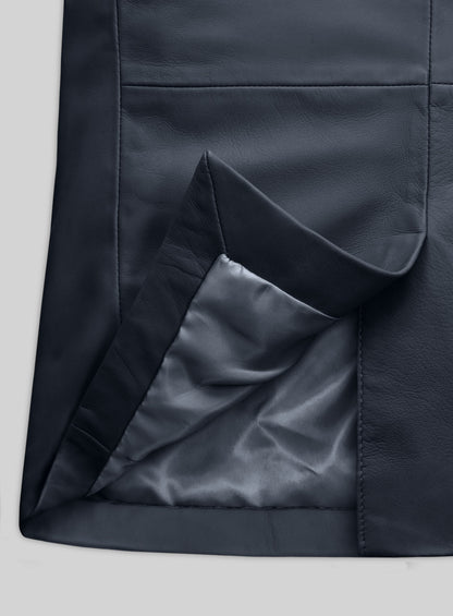 Winsor Blue Lambskin Leather Blazer
