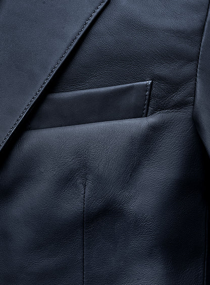 Winsor Blue Lambskin Leather Blazer