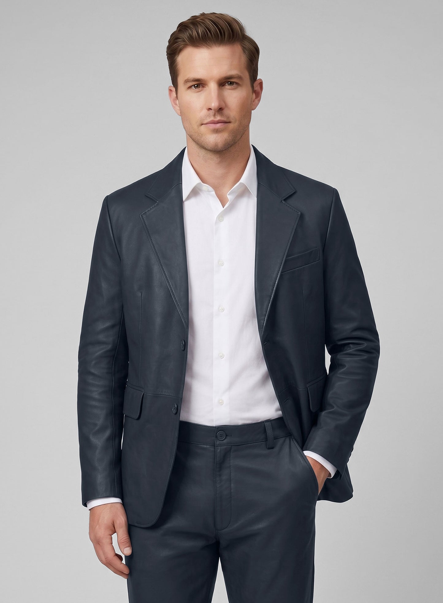 Winsor Blue Lambskin Leather Suit