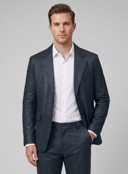 Winsor Blue Lambskin Leather Suit