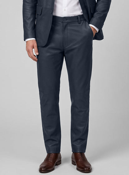 Winsor Blue Lambskin Leather Suit