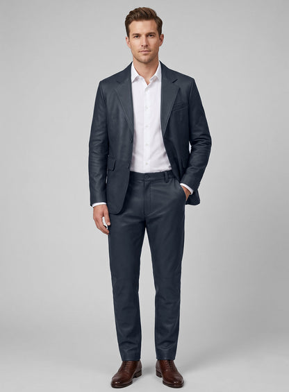 Winsor Blue Lambskin Leather Suit