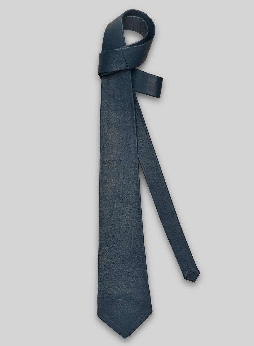 Winsor Blue Lambskin Leather Tie