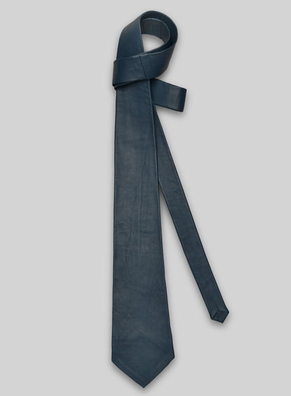 Winsor Blue Lambskin Leather Tie