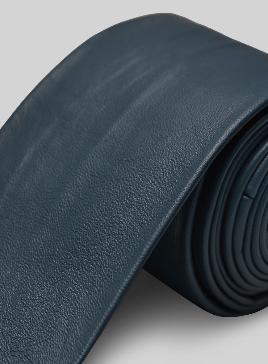 Winsor Blue Lambskin Leather Tie
