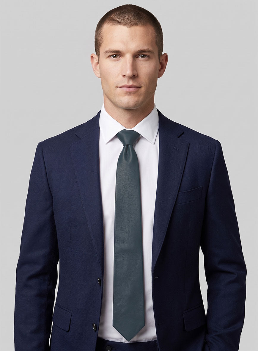 Winsor Blue Lambskin Leather Tie