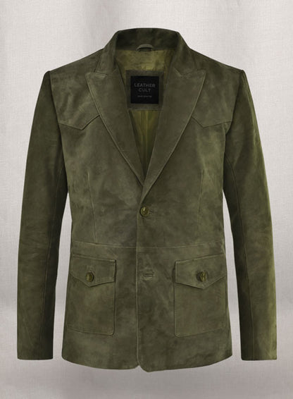 Woodland Green Suede Western Leather Blazer - LeatherCult
