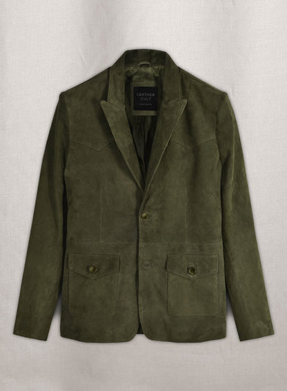 Woodland Green Suede Western Leather Blazer - LeatherCult