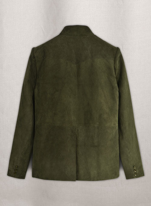 Woodland Green Suede Western Leather Blazer - LeatherCult