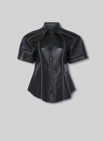 Leather Shirt Half Sleeves #3