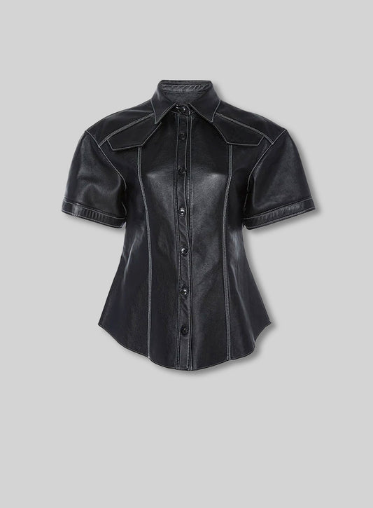 Leather Shirt Half Sleeves #3