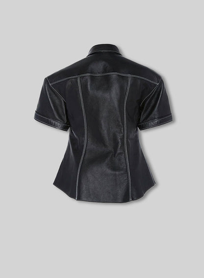 Leather Shirt Half Sleeves #3