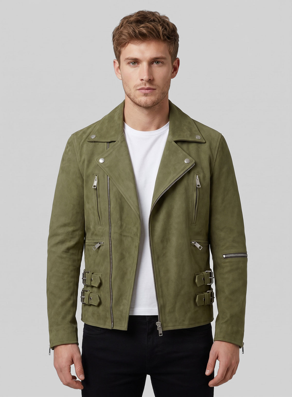 Woodland Green Suede Leather Jacket # 903