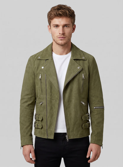 Woodland Green Suede Leather Jacket # 903