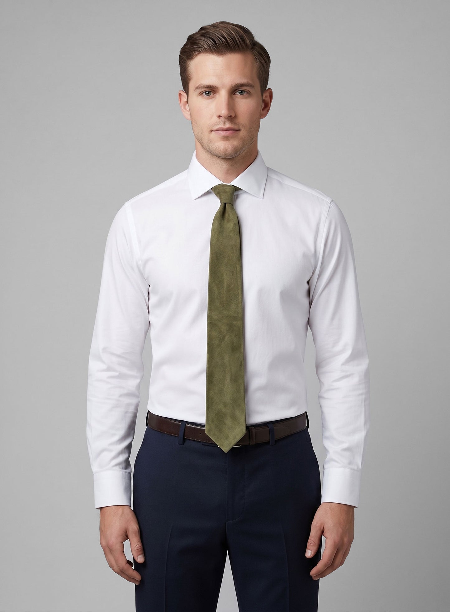 Woodland Green Suede Leather Tie