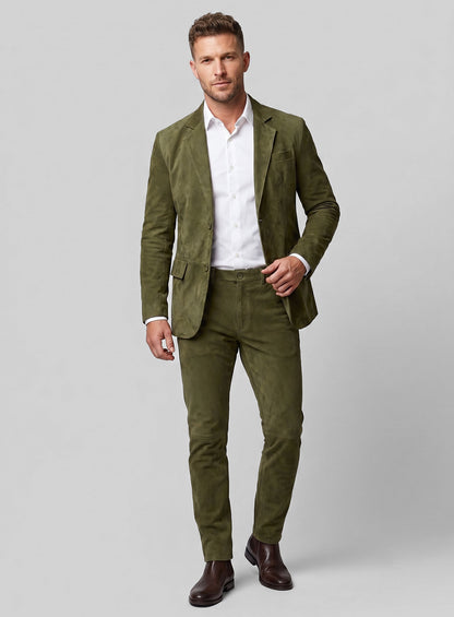 Woodland Green Suede Leather Suit