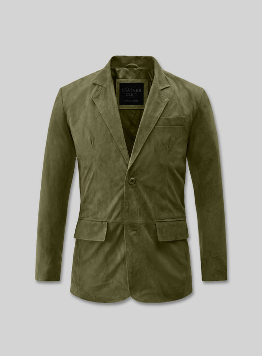 Woodland Green Suede Leather Blazer
