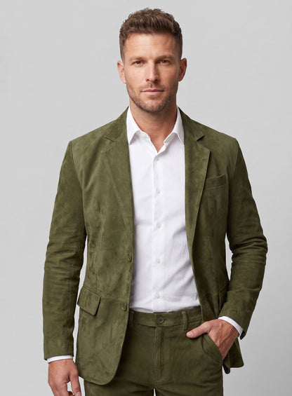 Woodland Green Suede Leather Suit
