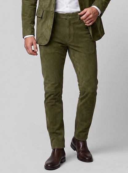 Woodland Green Suede Leather Suit