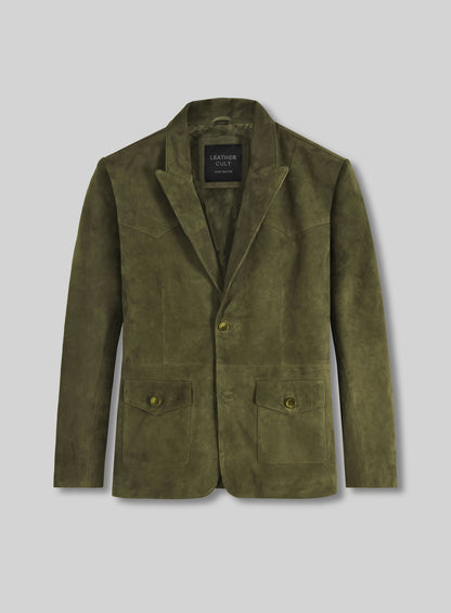 Woodland Green Suede Western Leather Blazer