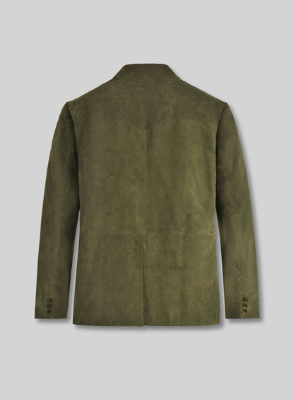 Woodland Green Suede Western Leather Blazer