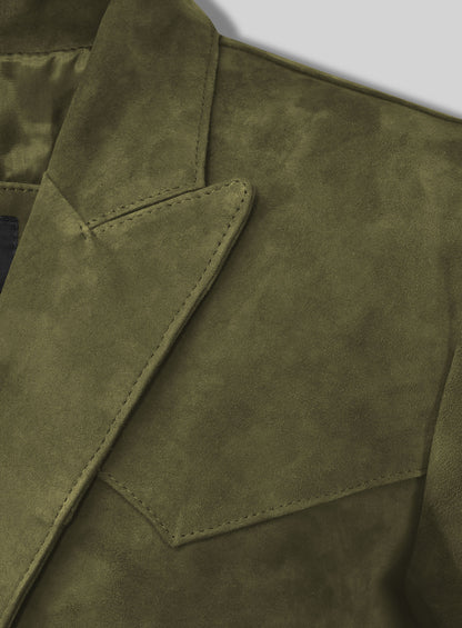 Woodland Green Suede Western Leather Blazer