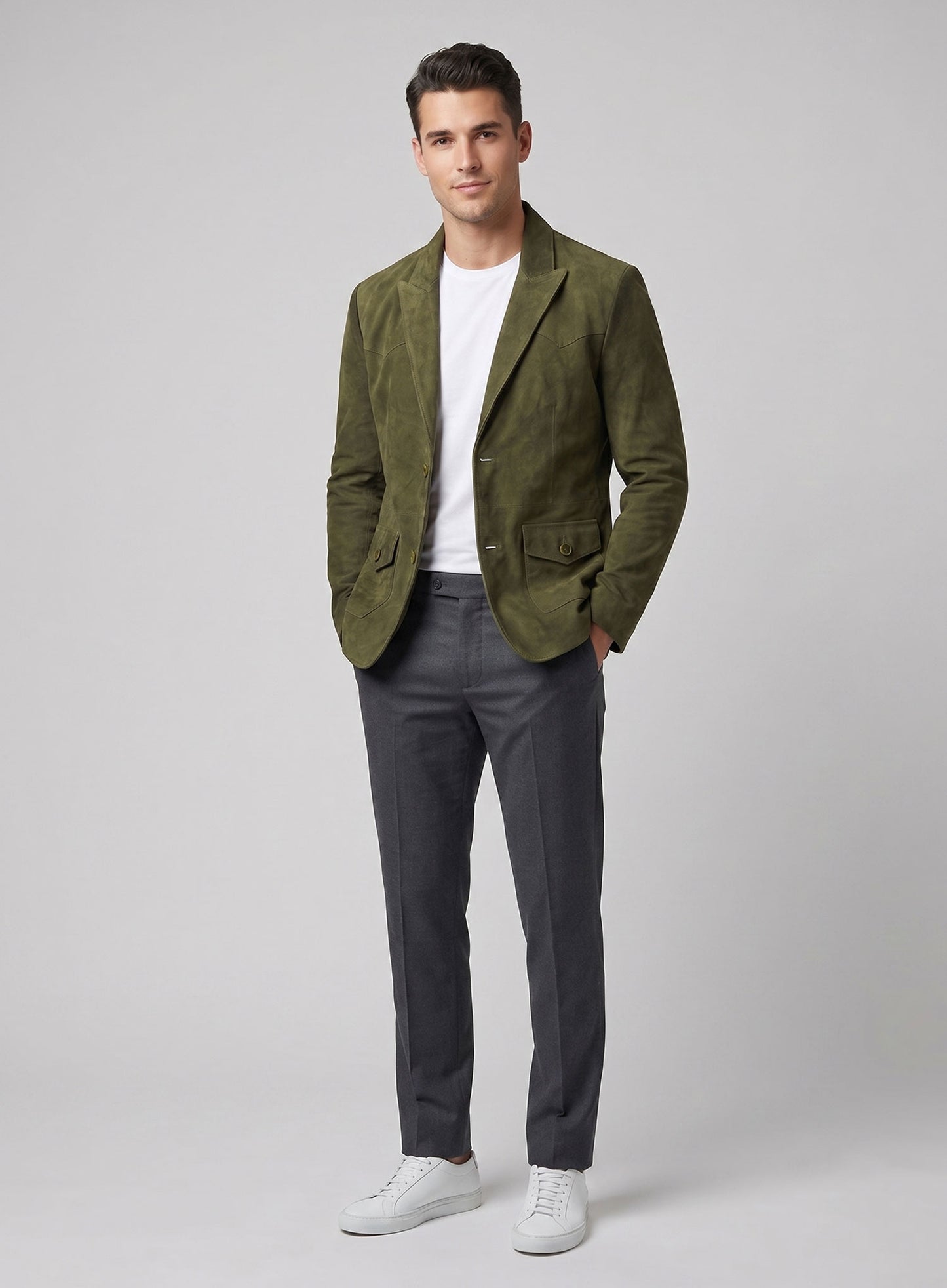 Woodland Green Suede Western Leather Blazer