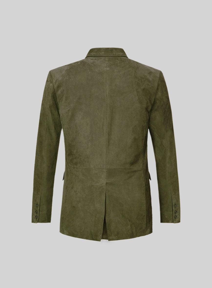 Woodland Green Suede Double Breasted Blazer